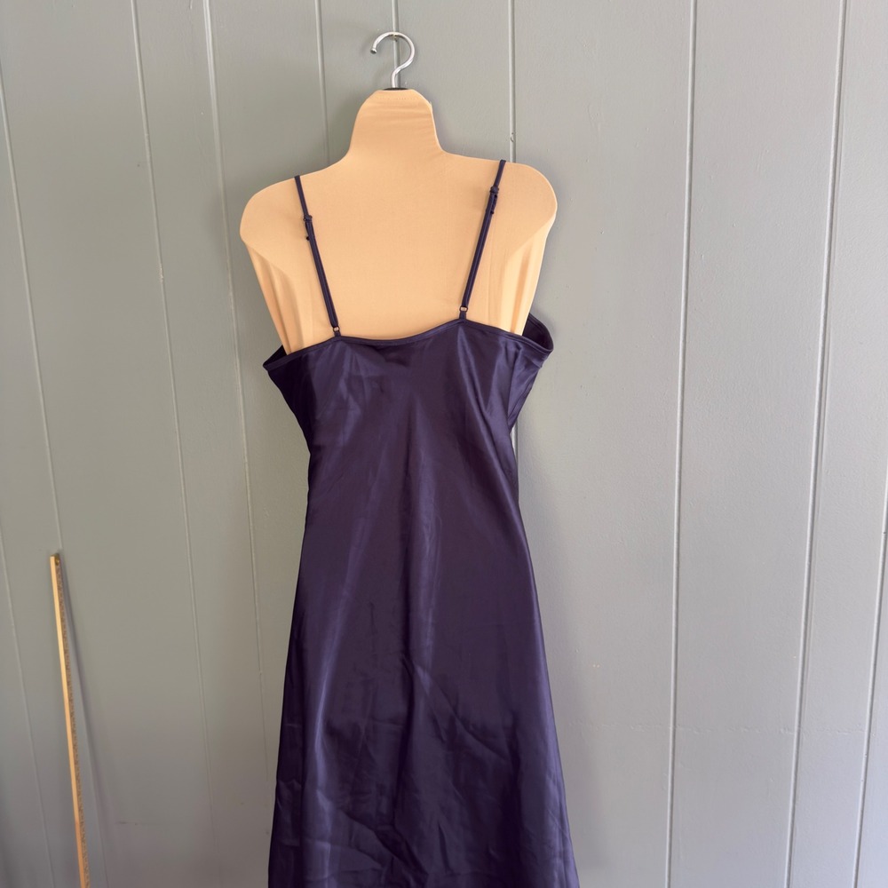 bebe Navy Satin Cowl Midi Slip Dress - Picture 3 of 12